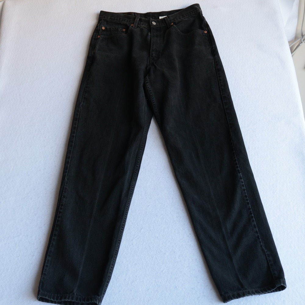 Vintage Levis 550 Relaxed Fit Black Jeans Mens 34x34 Fits 31x33 Tapered Denim 98